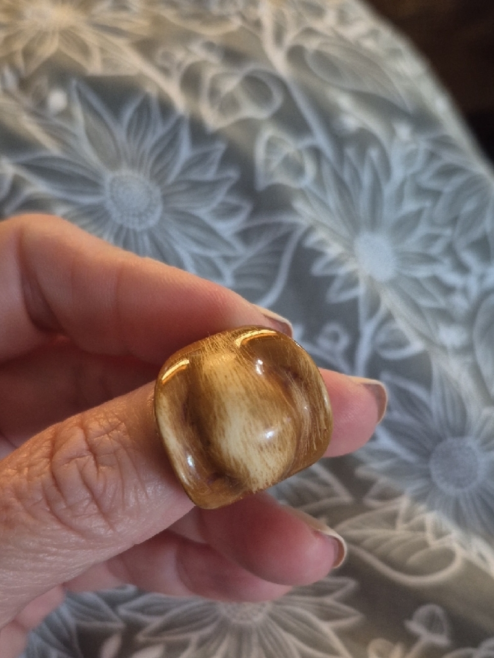 Honey Resin Dome Ring Warm Caramel Tone 7 - Picture 8 of 8
